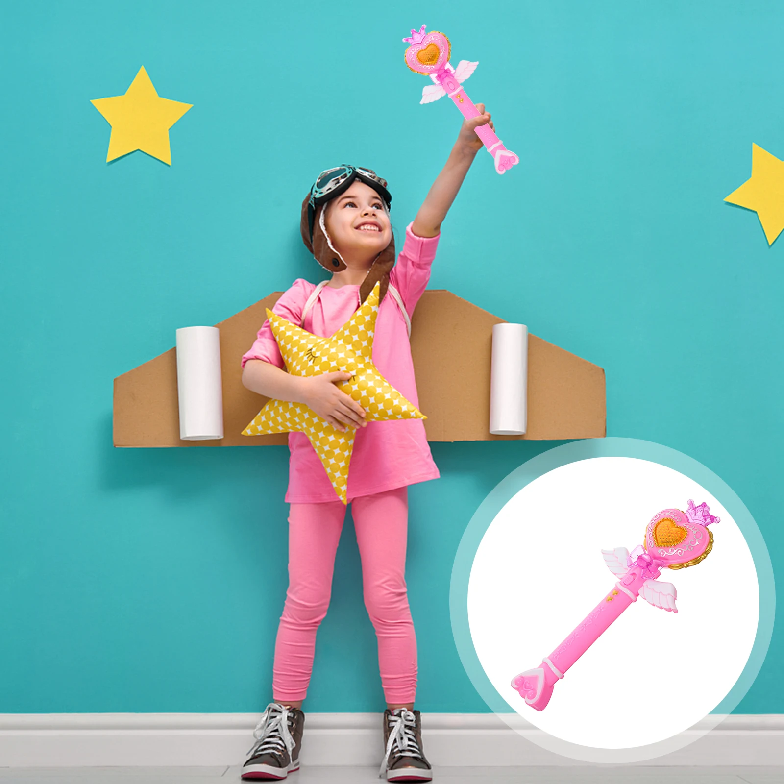 키산젤 소녀 생일 파티용 발광 요정 하트 스틱 눈송이 라이트업 장난감 무대 공연 발광봉 선물