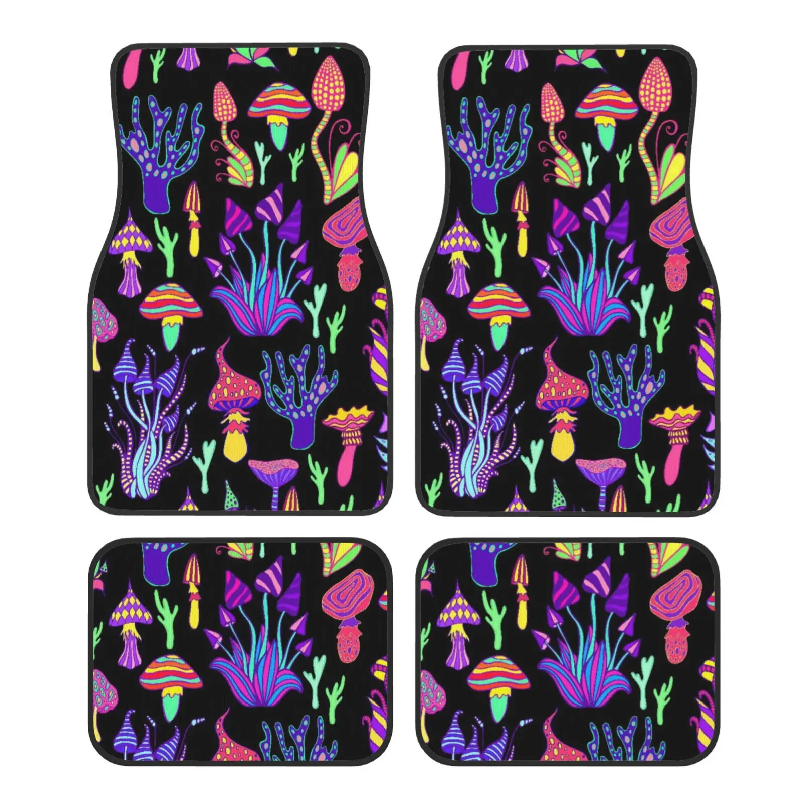 

4 Piece Set of Psychedelic Magic Mushroom Car Floor Mats Suitable for All Car Floor Mats Both Front and Rear Feet