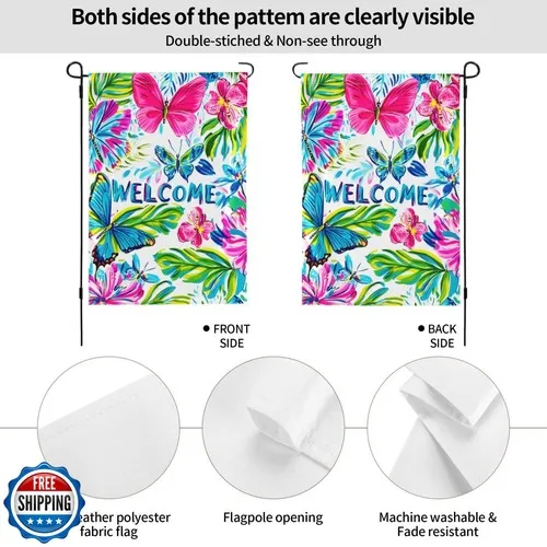 Butterfly Garden Flag Vertical Double Sided Outdoor Yard Flags 12.5x18 Inch B JJE DDI GGX