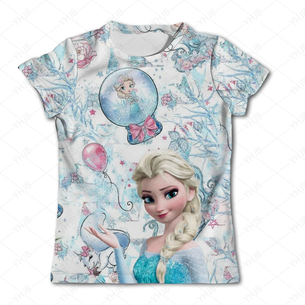 Short Sleeves Children\'s Frozen 2 T-Shirts Girls Kids T Shirts Summer Casual Tees Tops 1-14 Years Children Elsa TShirts Clothes