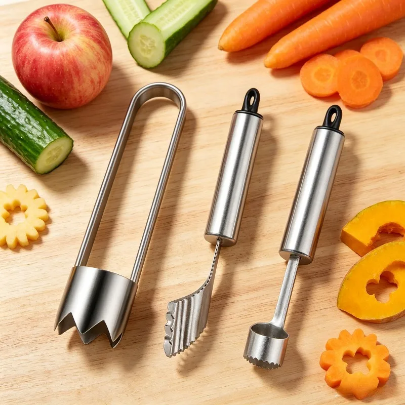 3pcs Stainless Steel Jalapeno Pepper Corer Set Apple Fruit Vegetable Core Remover BBQ Grill Camping Home Kitchen Accessories