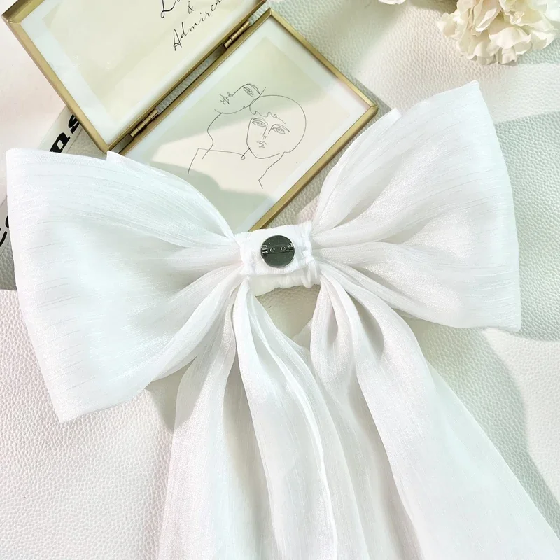 Trailing Bow Shiny Silk Double Layer Bowknot Detachable Decoration Lolita Dress Wedding Dresses Large Waist Accessories with Pin