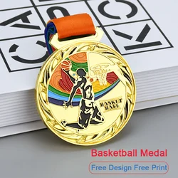 Basketball Medal School Basketball Competition Games Match Trophy Medals Gold Silver Bronze Medal Sports Souvenirs Free Print