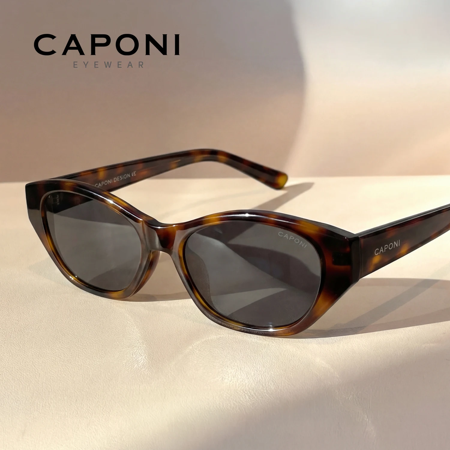 

Солнцезащитные очки CAPONI Fshion поляризационные женские 2026: Новинка, ацетат, оригинальный дизайн, для улицы, защита UV400, зеленые линзы CP36015