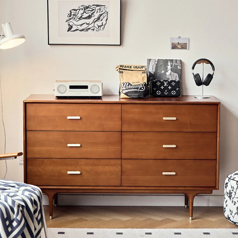 

Nordic retro all-solid wood six-chest cabinet medium antique locker