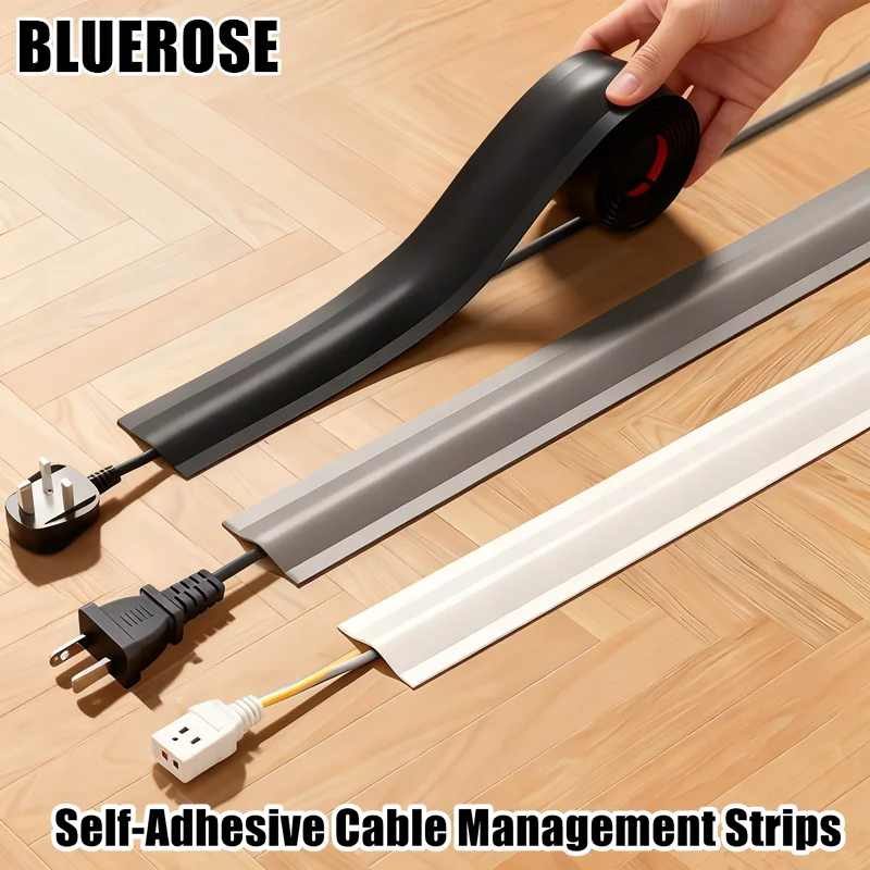 

Self-Adhesive Floor Cord Protector PVC Wood Grain Design Easy Installation Ideal for Office Wire Management Cable Organizer
