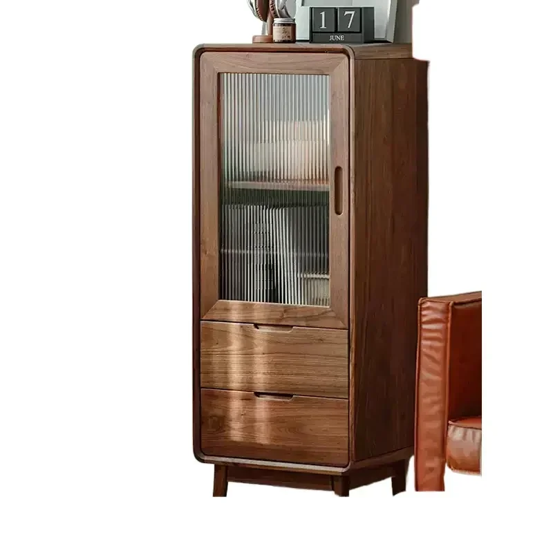 

Североамериканский черный орех, винный шкаф из цельного дерева, боковой шкаф для гостиной, книжный шкаф, однодверный стеклянный шкаф-витрина