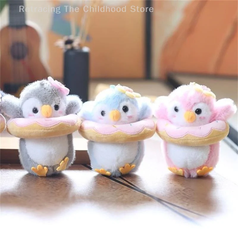 Cartoon Cute Donut Penguin Soft Plush Doll Stuffed Toy Keychain Pendant Bag Hanging Ornaments Couple Backpack Accessory Kid Gift