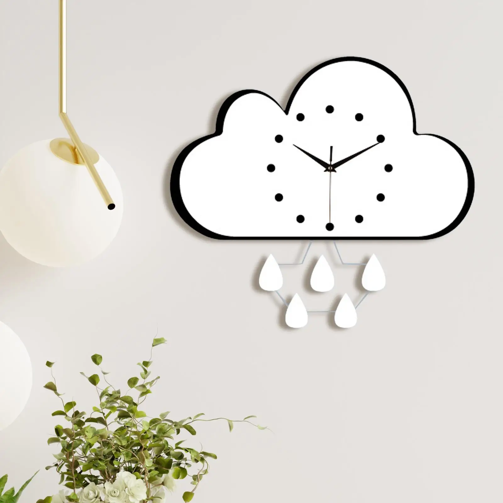 Cloud and Raindrops Acrylic Wall Hanging Clock Decorative Lovely 11.8x11.8inch for Housewarming Gift Multifunctional