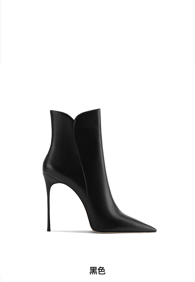 white Leather Boots Women's Medium Boots 2025 Winter New Pointed Stiletto High Heels