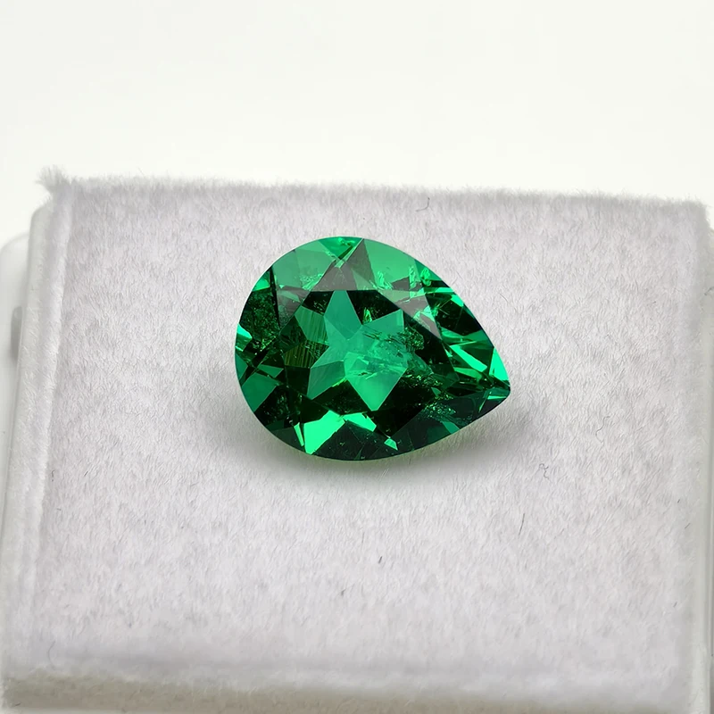 

Top Hydrothermal Columbia Lab Grown Emerald Loose Gemstones Pear Cut Diamond With AGL Certificate