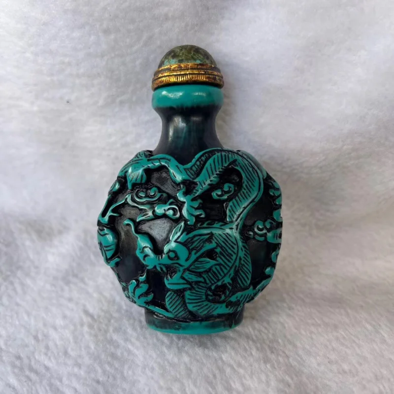 Antique Miscellaneous Antique Old Turquoise Double-Sided Carving Snuff Bottle Plaything Crafts Multiple Options