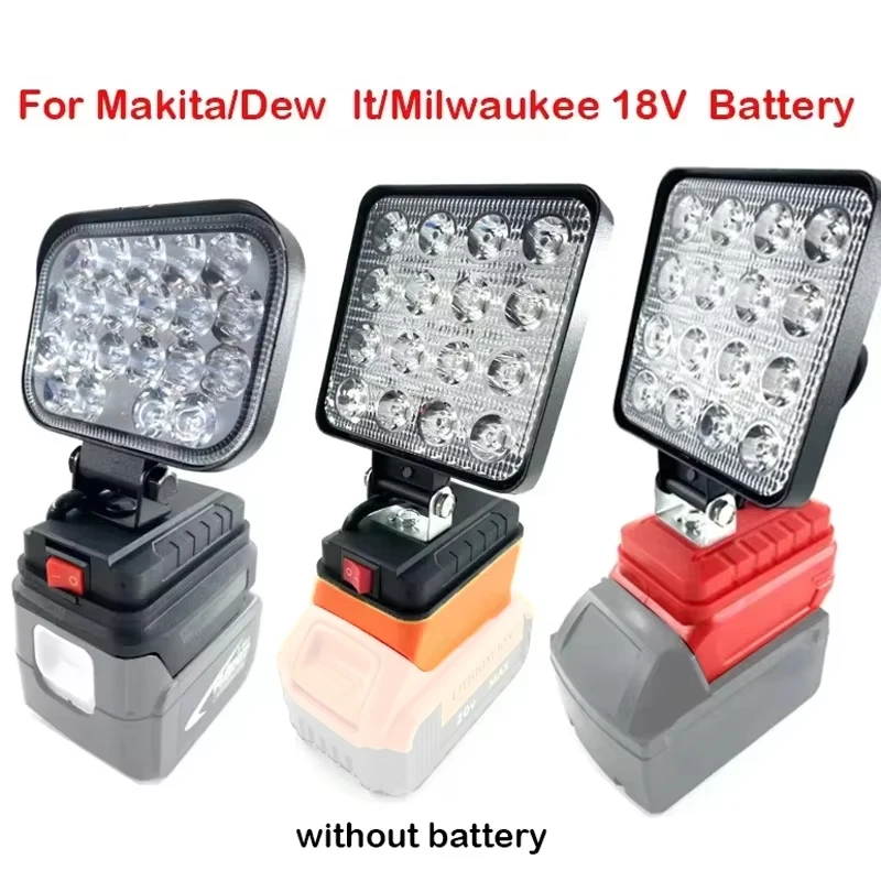 עבור Makita/Dewlt/Milwaukee 18V Li-ion סוללת LED פנס עבודה 3/4 אינץ' פנס נייד מנורת חירום מנורת קמפינג