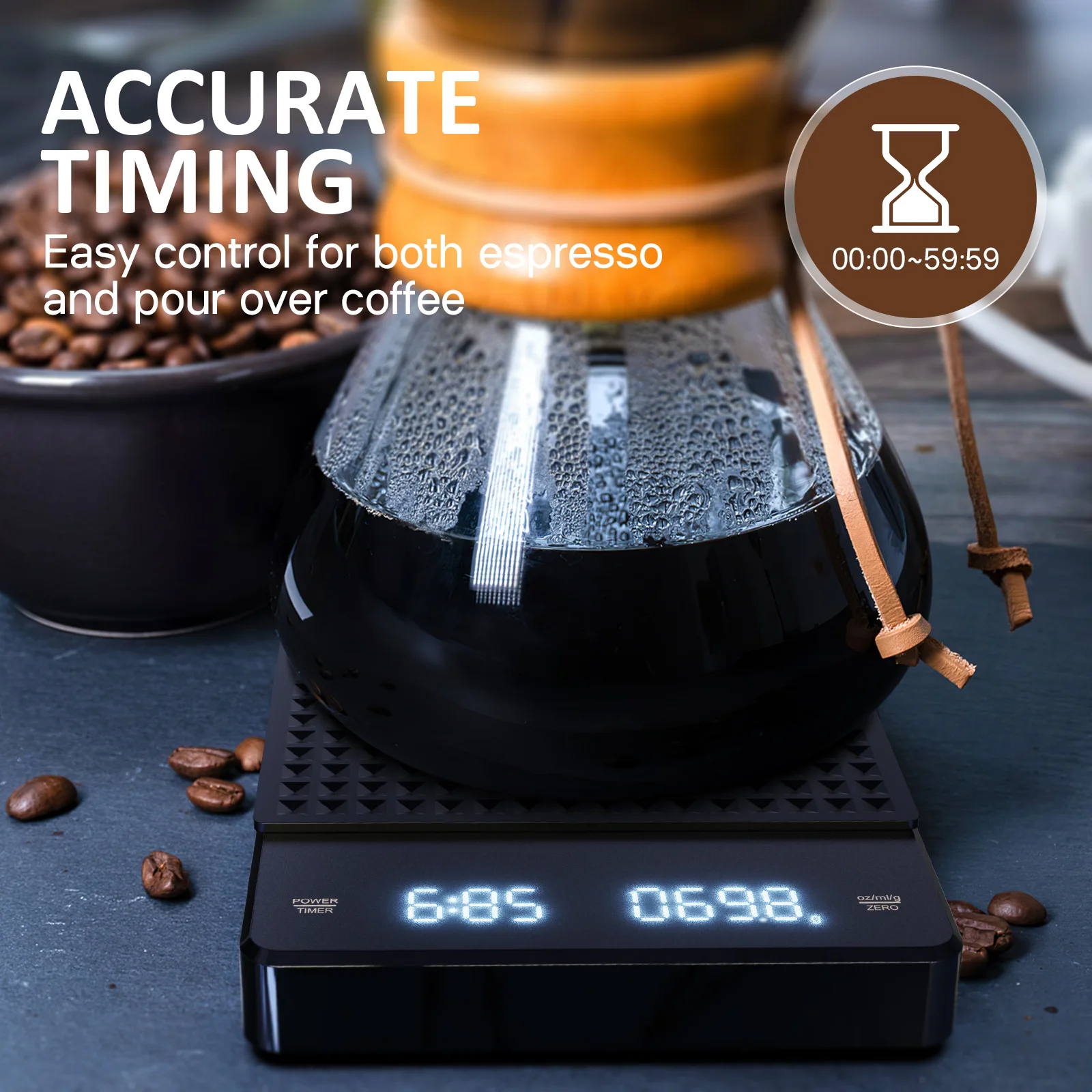 

0.1G High Electronic For Coffee Precision Digital Kitchen Scale Timer Lcd Screen Drip Espresso Brewing Scale