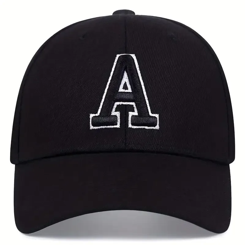 Unisex Simple Letter A Embroidered Baseball Cap Spring Autumn Outdoor Adjustable Casual Sun Hat UV Protection