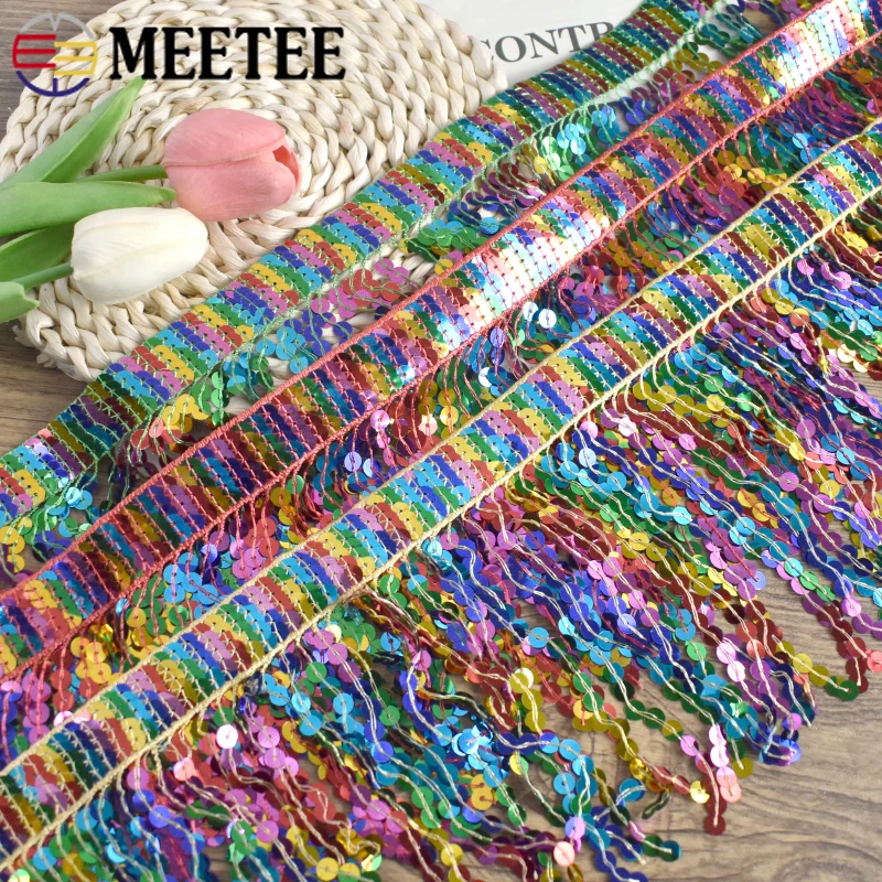 

16cm Ethnic Sequin Tassel Fringe for Sewing Lace Trim Ribbon Tape Embroided Tassels Latin Dress Decor Trimming DIY Accessories