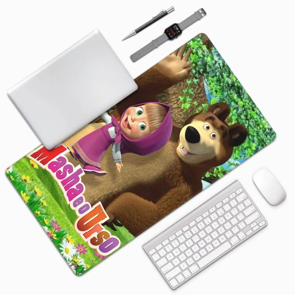 

Cartoon Masha And The Bears Large Mouse Pad Computer Keyboard Mouse Mat Gamer PC Laptop Desk Mat Office Accessories Table Mats