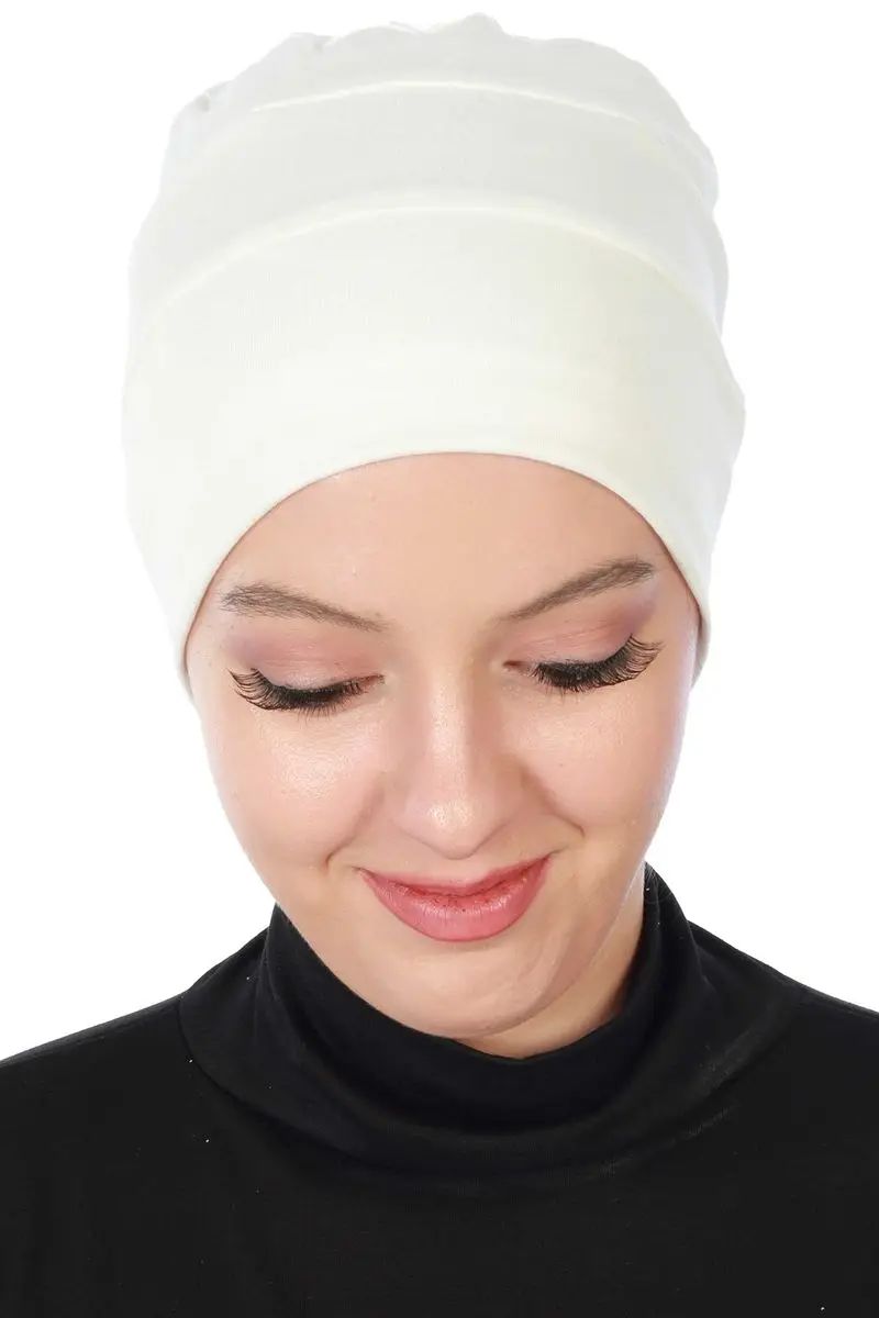 Beret Model hidżab krem do kości