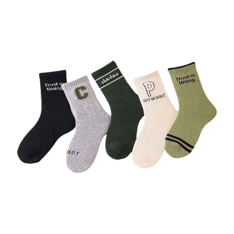 جوارب رياضية للأولاد مكونة من 5 أزواج من الجوارب المريحة والناعمة والموجزة للأطفال الأولاد والبنات #5