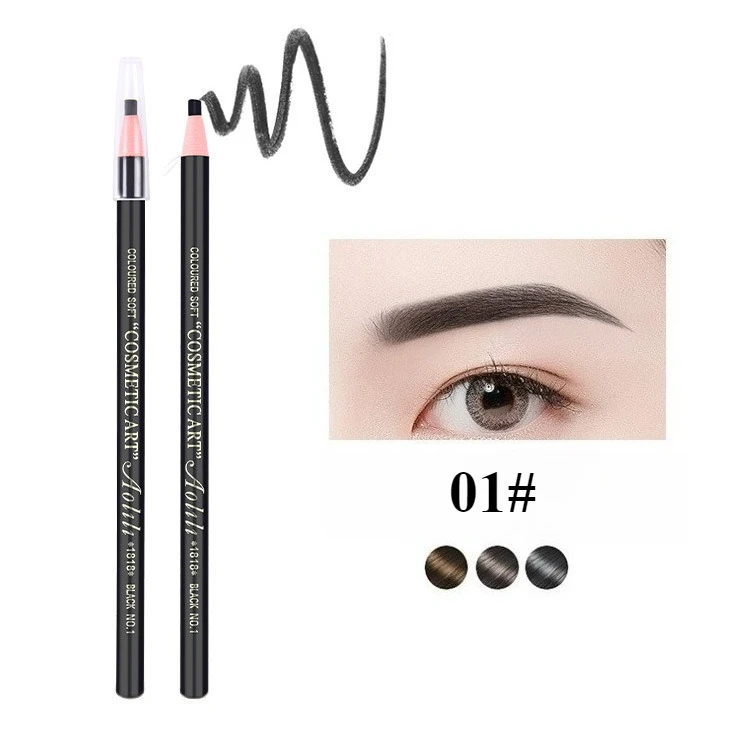Crayon à sourcils dessiné en fil, imperméable et sans bavures, noyau dur en bois véritable, poudre à sourcils pour maquilleurs, vente en gros