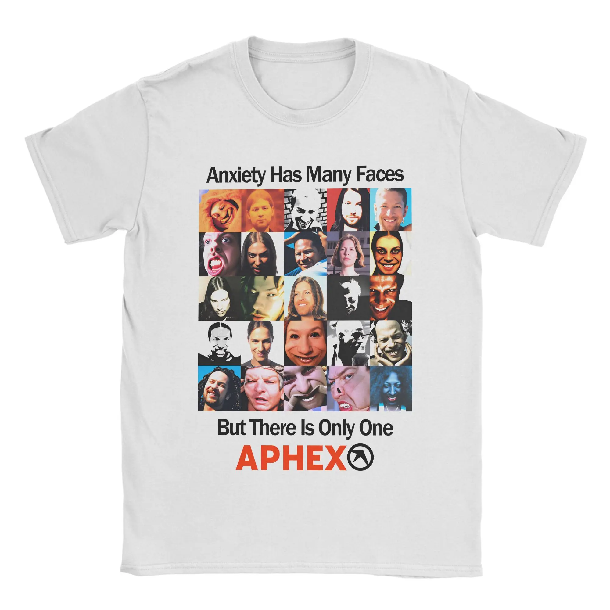 Anxiety Has Many Faces Aphex Twin Men T Shirt  Funny Tee Shirt Short Sleeve Crewneck T-Shirt Cotton Summer Clothes