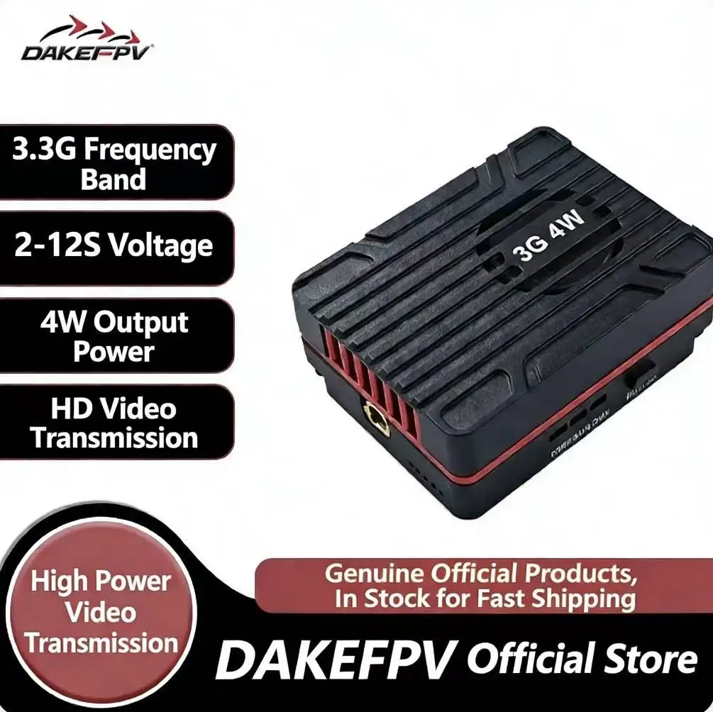 DAKEFPV 3.3G 4W High-Power HD Analog Video Transmitter Smooth FPV Image Quality Low Latency for Smooth Transmission