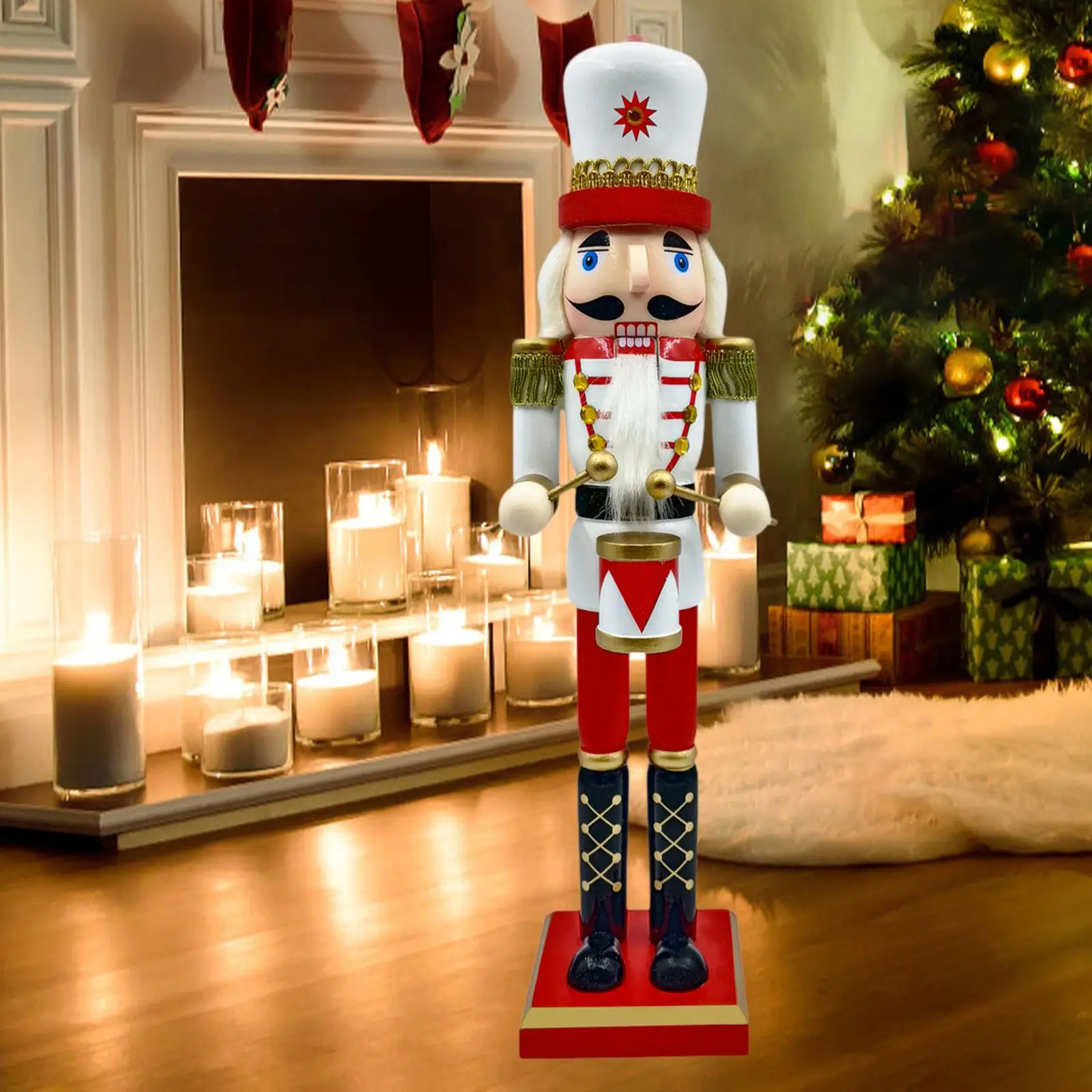 Nutcracker Figure Wooden Christmas Decoration Statue for Shelf Tabletop Fireplace Entrance Desk Office Party Collectible Xmas
