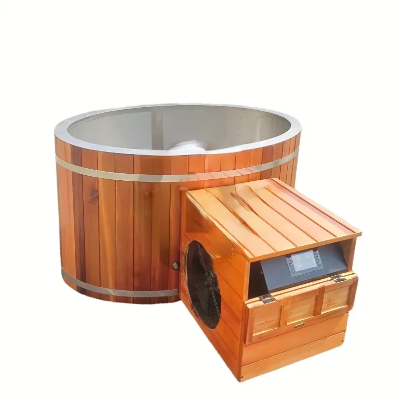 Outdoor Red Cedar Oval Ice Bucket Stainless Steel Liner Cold Plunge Recovery Ice Bath With Chiller