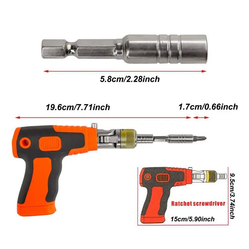 Chave de fenda elétrica multiângulo 16 em 1, conjunto de perfuração de múltiplas parafusos com 14 bits magnéticos de tamanhos diferentes, aderência ergonômica para dirigir