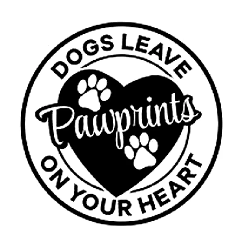 Car Sticker with Paw Marks on The Dog, Funny and Cute PVC Car Decoration Accessories Decals, Creative Black/white,16cm*16cm