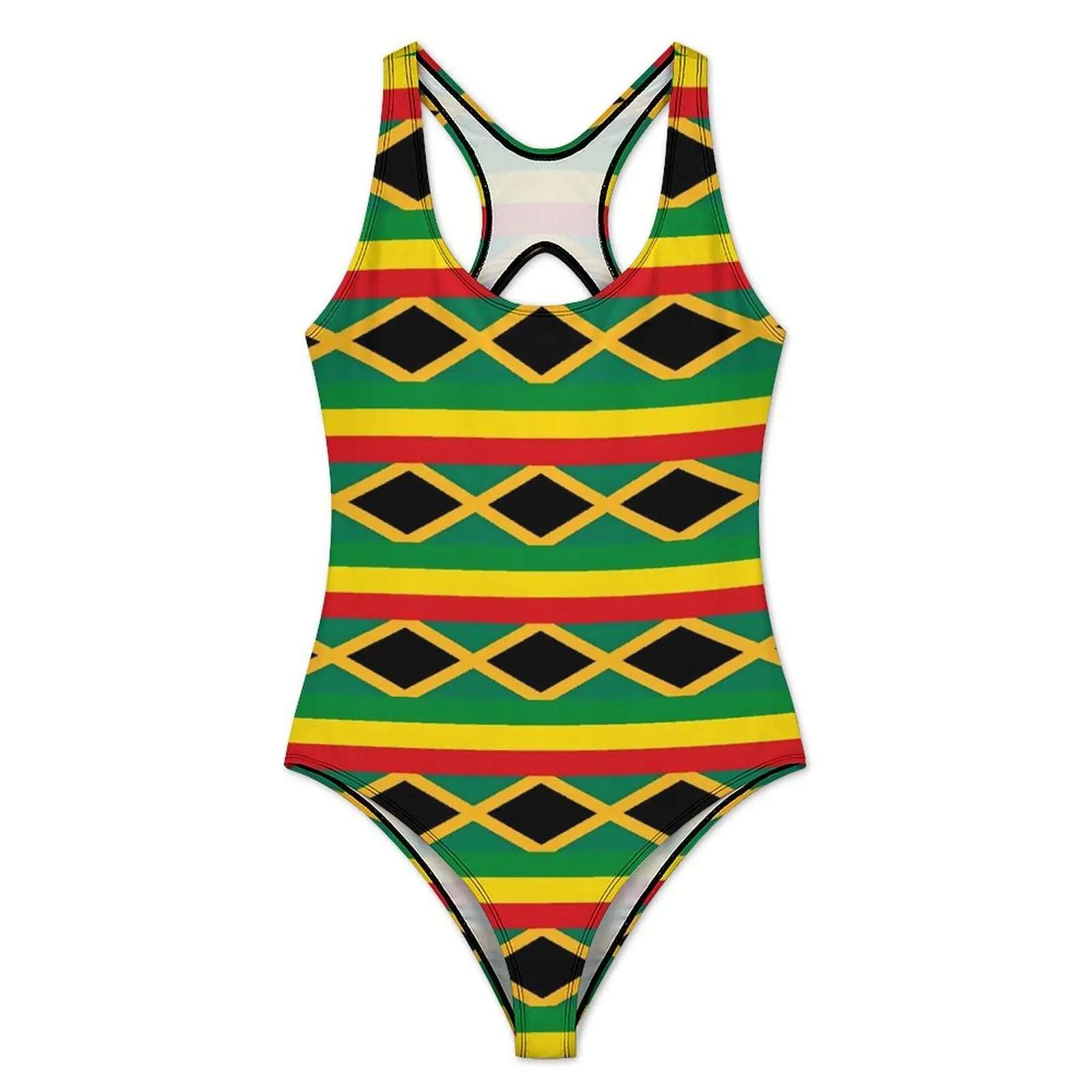 Jamaica Flag Print Swimsuit Flag of Reggae Push Up Swimwear One Piece Holiday Rave Bathing Suits Bodysuit Sexy Beach Outfits