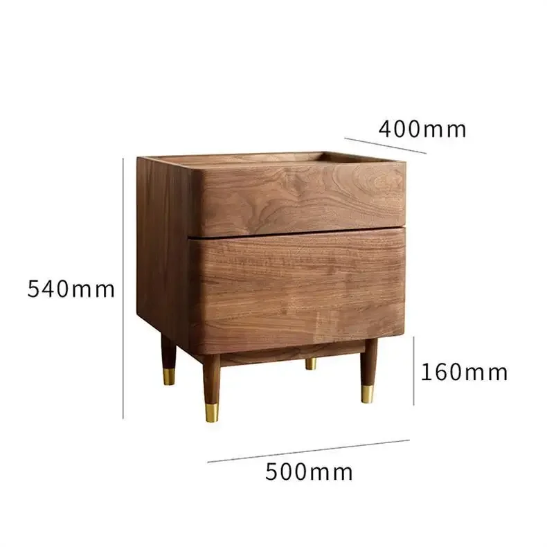 Table de chevet moderne et simple en noyer noir d'amérique du nord, pour chambre à coucher, bois de cerisier, rangement anti-roulis, table de chevet