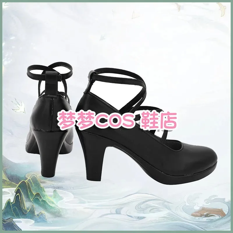 Azur lane hms dido sapatos pretos botas cosplay couro feito sob encomenda qualquer tamanho para unissex adereços de festa de halloween