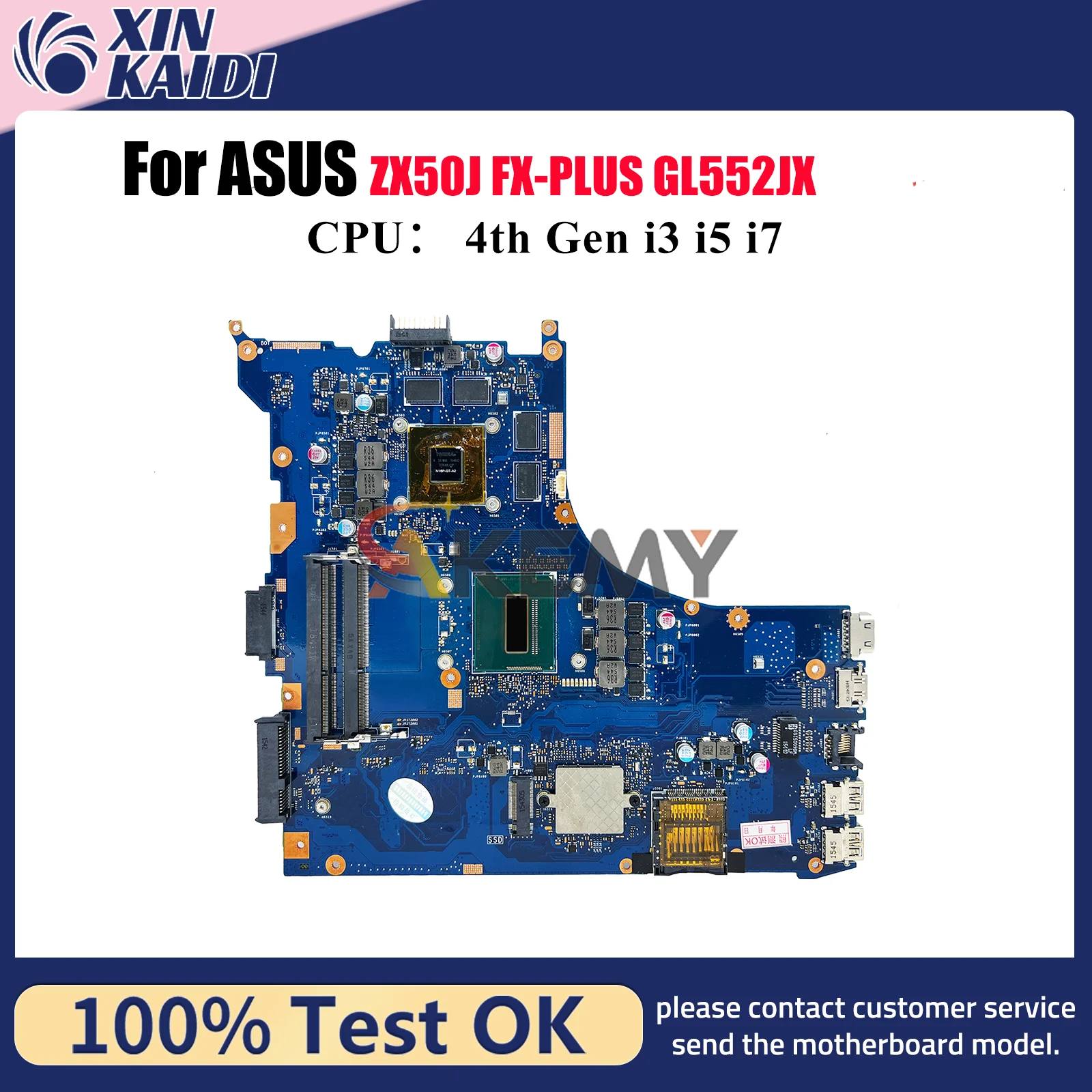 

GL552JX Laptop Motherboard For ASUS ROG GL552J FX-PLUS GL552JX ZX50J Notebook Mainboard With i3 i5 i7 CPU tests OK fast shipping