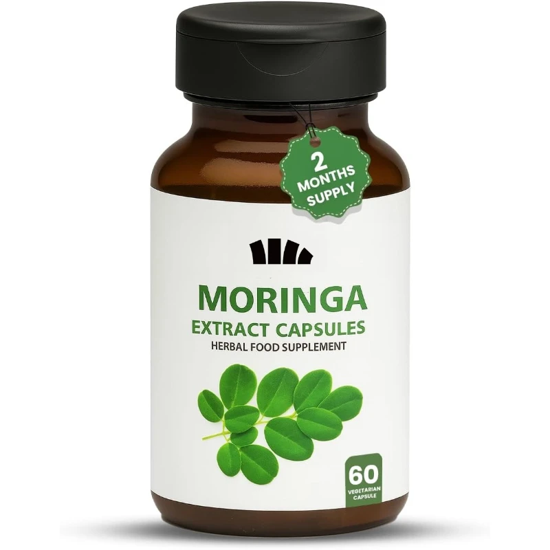 Pure Moringa Leaf Extract Vegetable Capsules 1000mg. Natural Herbal Supplements. Energy Support