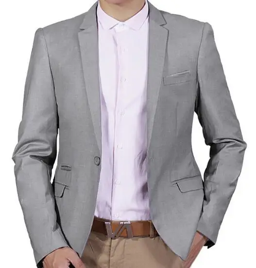 Traje holgado de algodón para hombre, chaqueta informal de un solo pecho, Color sólido, novedad de 36,99