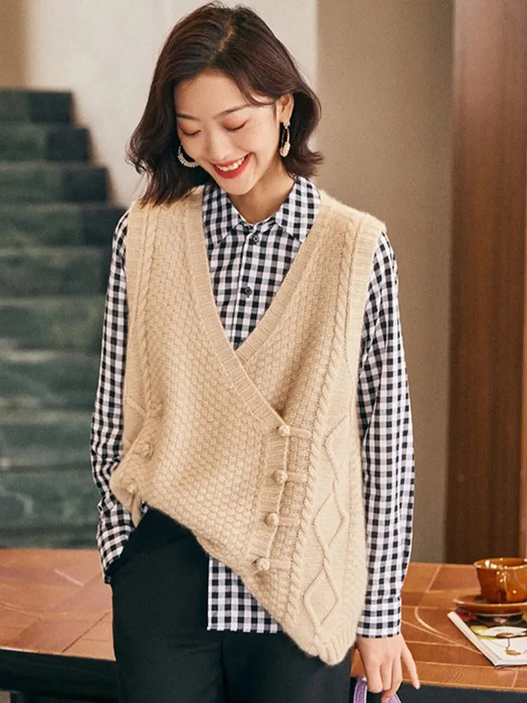 Ele اللون سترة مشغولة من الصوف سترة ضئيلة V-Ne تصميم Svel سترة oulder مفتوحة Sle المرأة Faion الأعلى