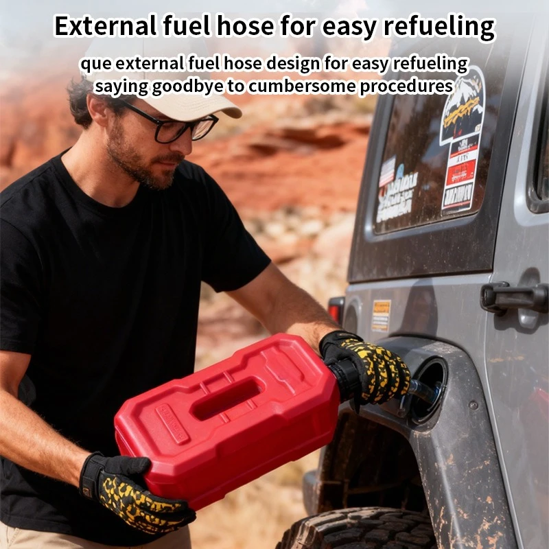 2L Anti-static Plastic Jerry Can, Portable Spare Fuel Tank for Motorcycle Car, Emergency Oil Storage Can with Anti-theft Lock