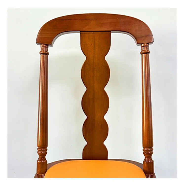 Vintage Solid Wood Dining Chair for Home Chinese Restaurant Coffee Table Light Luxury Middle Ancient Style Ergonomic Seat