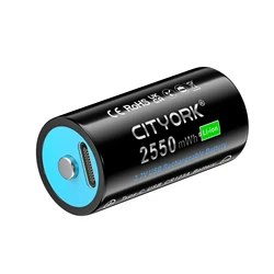 CITTORK 100% Capacity 3.7V CR123 CR123A Rechargeable Battery Type-C USB Charging RCR123 16340 16350 Lithium Li-ion Batteries