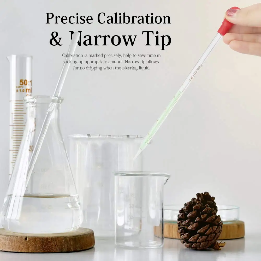 Eye Dropper Laboratory Equipment Thick Glass Pipette Glass Transfer Pipettes 0.5ml/1ml/2ml/3ml Sizes Liquid Dropper