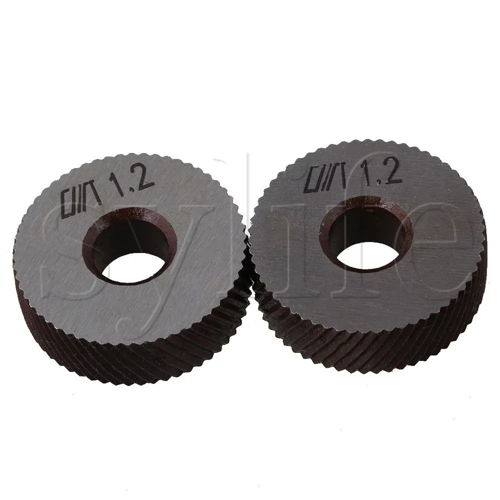 2PCS Silber Stahl Rändelung Werkzeug Diagonal Rad Linear Knurl 1,2mm Pitch 8x26mm