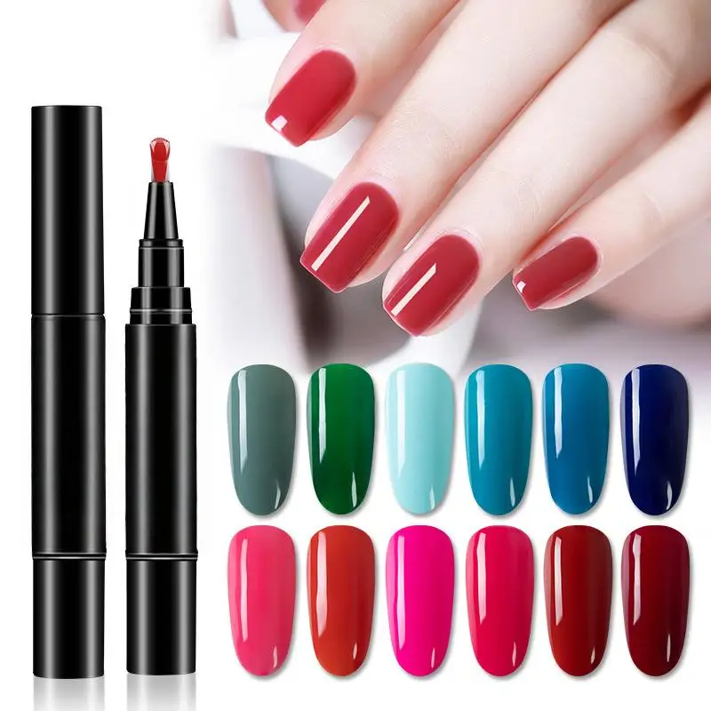 1Pcs Semi Permanent Base Top Coat UV Gel Pure Color Gel Nail Polish Pen For Nails Art Gel Varnish Hybrid Neon Nail Polish