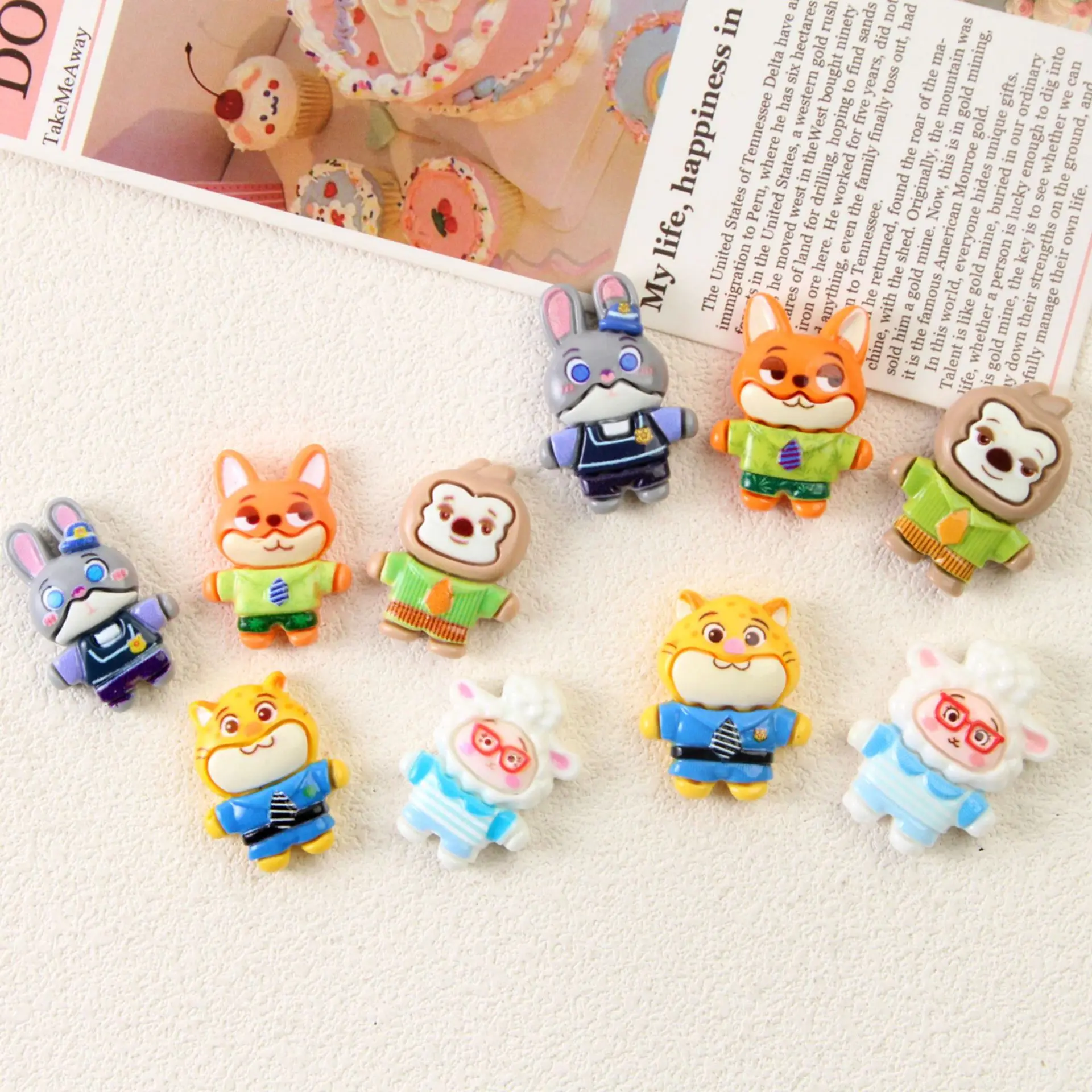 10/100PCS 폭발적인 인기 동물 도시 레진 소형 액세서리 수제 DIY 보석 액세서리 창의적인 만화 레진 액세서리