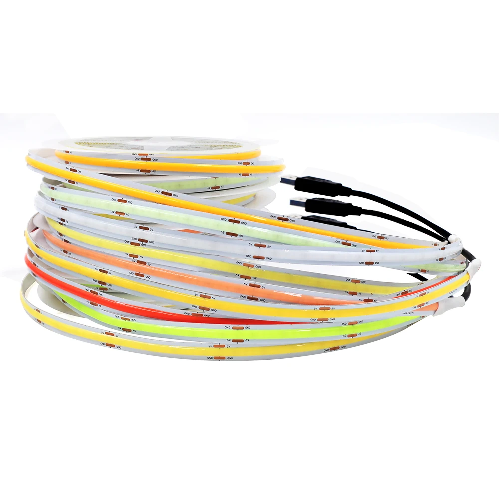 DC5V USB COB LED Strip Battery Power Flexible LED Strip Light 320LED High Density Linear Light with Adhesive Tape for Backlight