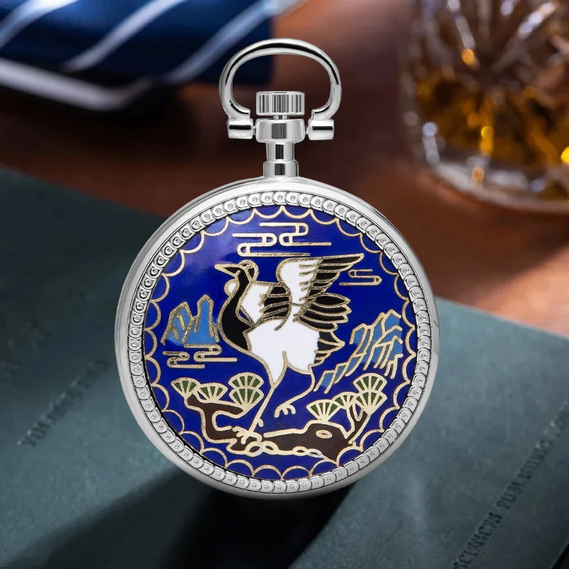 A sun, moon and stars mechanical watch with a beautiful pattern on the back cover Equipped with a thickened chain This mechanica