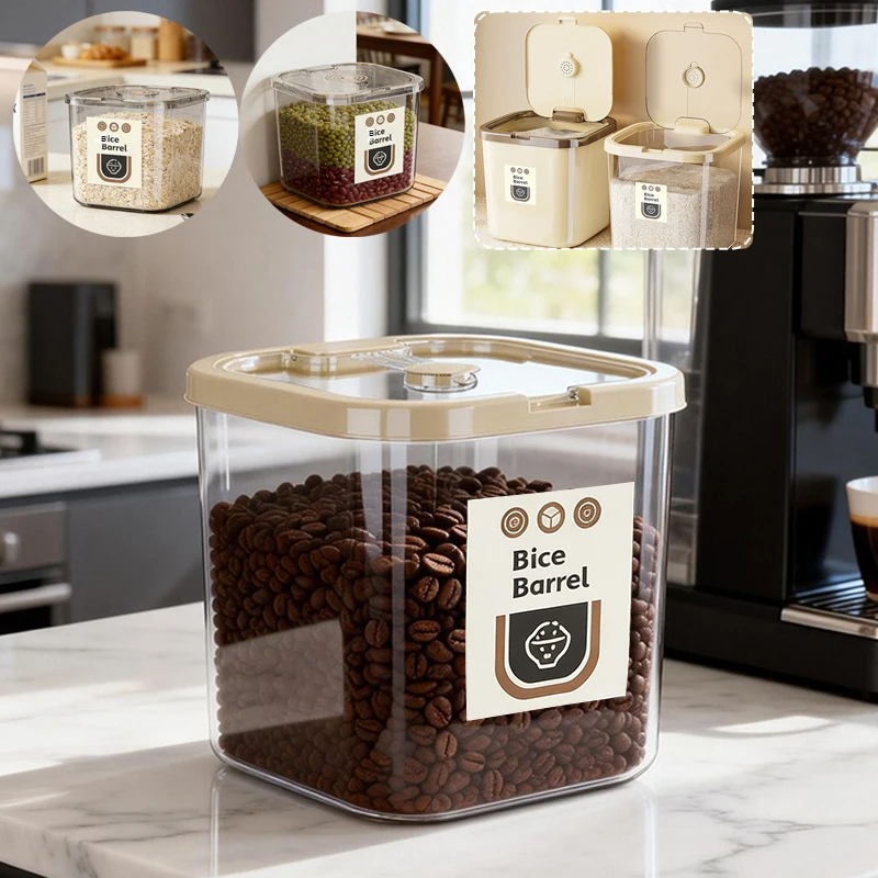 

Simple Rice Bucket Sealed Moisture Proof and Insect Proof Coffee Bean Oatmeal Grains Kitchen Storage Box 3/5/10KG Storage Bucket
