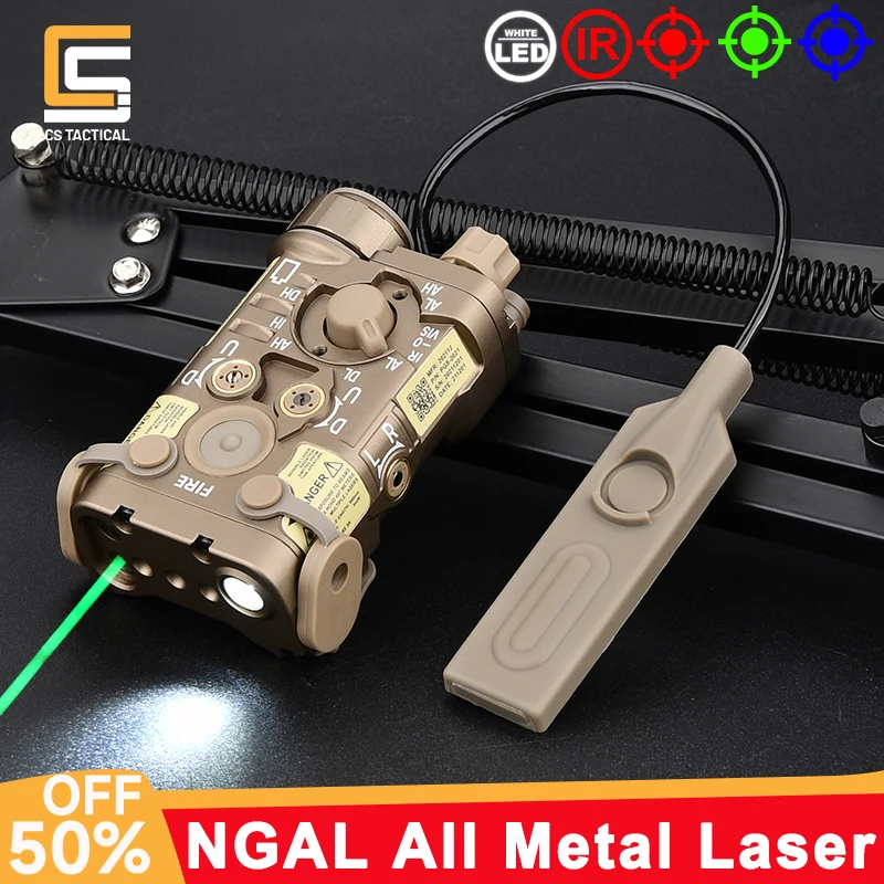 

Tactical All Metal NGAL Laser IR Red Green Blue Dot Indicator White Strobe Hunting LED Scout Light Dual Function Pressure Swicth