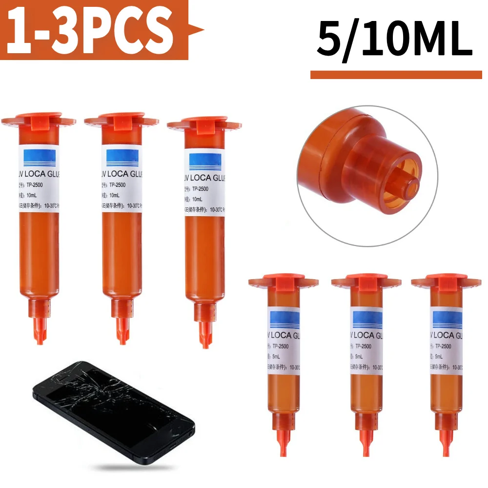 1-3PCS TP-2500 Loca Liquid Optical Clear Adhesive UV Glue 5/10ml for Glass Phone Tablet Screen Repair Tools Universal