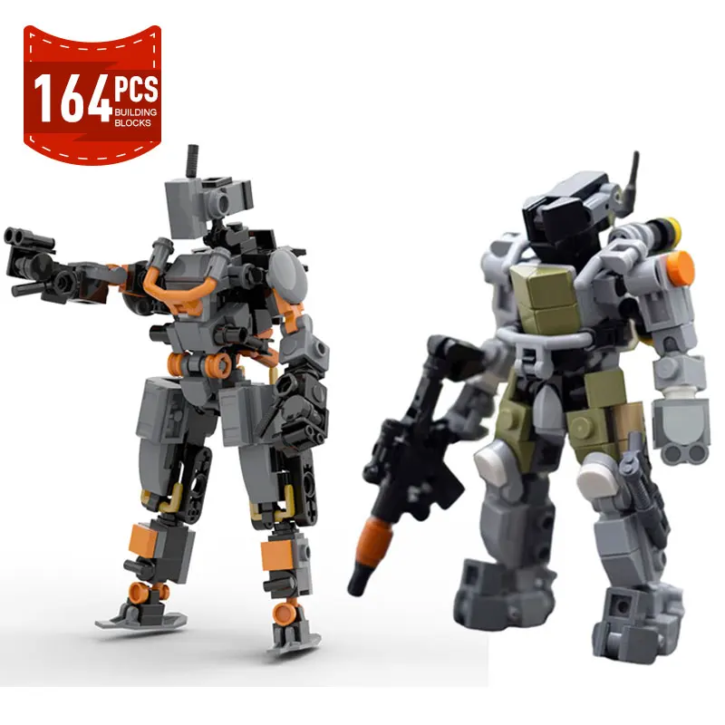 MOC Mini-Mecha Robot Soliders Figures Skeleton Model Building Blocks Army Game Weapons Guns Assembled Bricks Toys Gifts